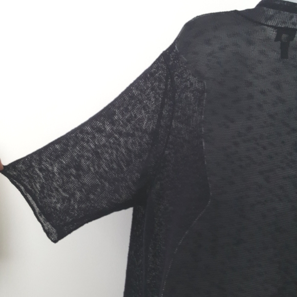 Navy Eileen Fisher Textured Linen Knit Blend Open Front Midi Cardigan Size 2X - Picture 13 of 14